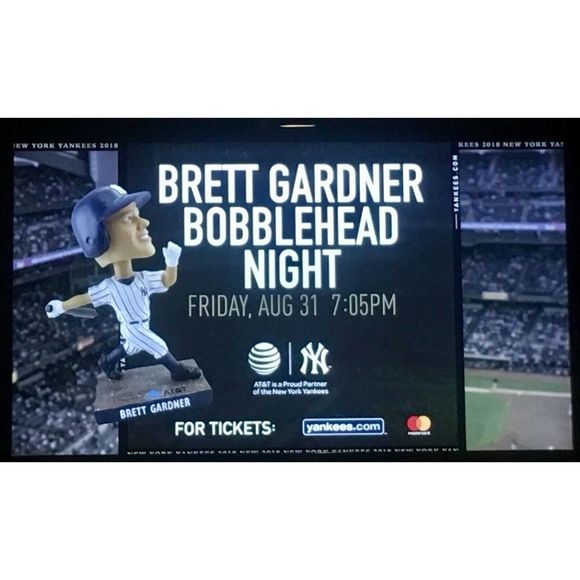 M NEW YORK YANKEES BRETT GARDNER BOBBLEHEAD SGA 8/31/2018 NIB - Picture 11 of 12